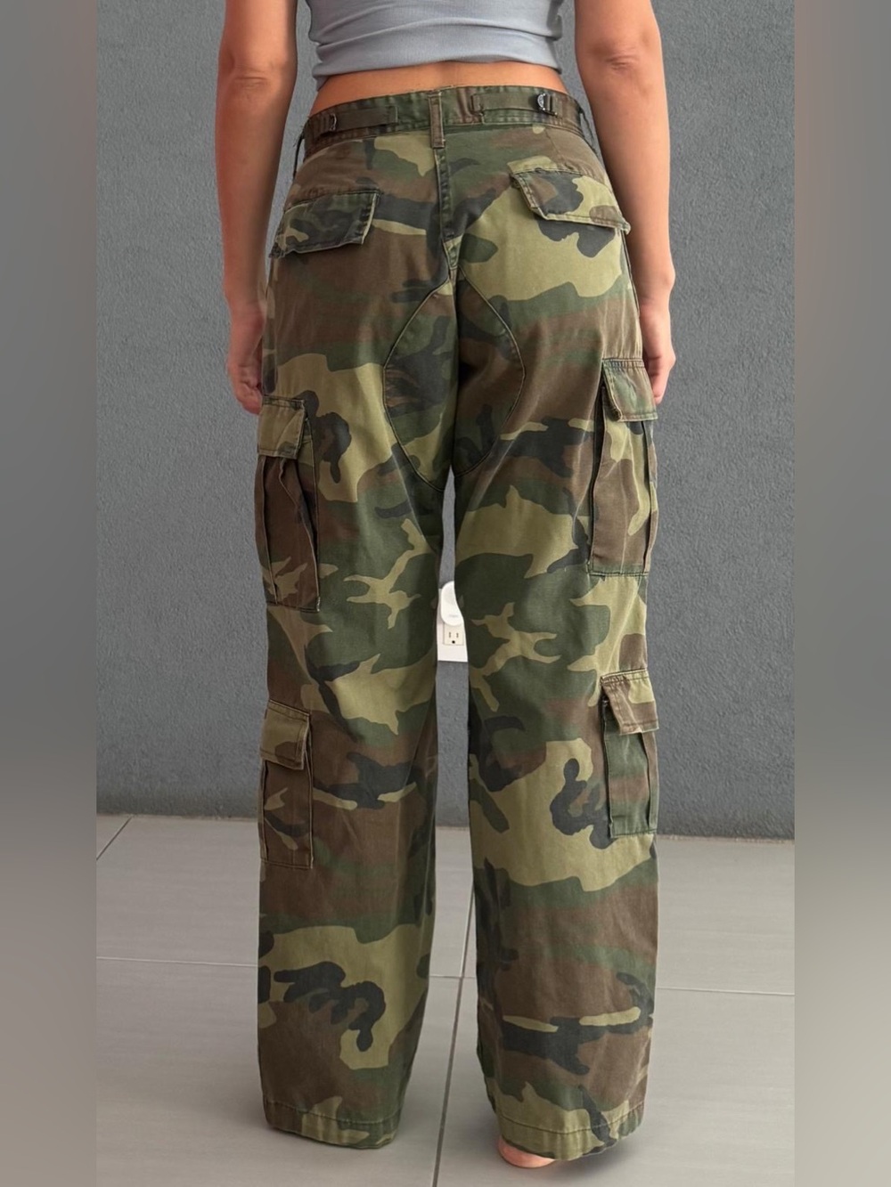 Local European Women's Straight Leg Camo Cargo Pants - Green/Brown - Picture 2 of 2